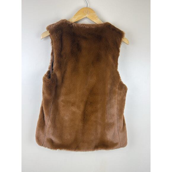 Stella & Dot Soft Faux Fur Vest Women XS Rusty Brown NWT Cozy Open Front - Picture 6 of 11
